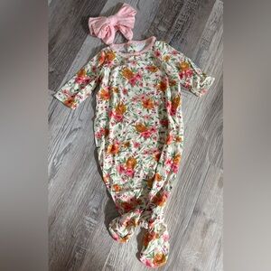 Mud Pie Floral Knotted Gown with Bow
